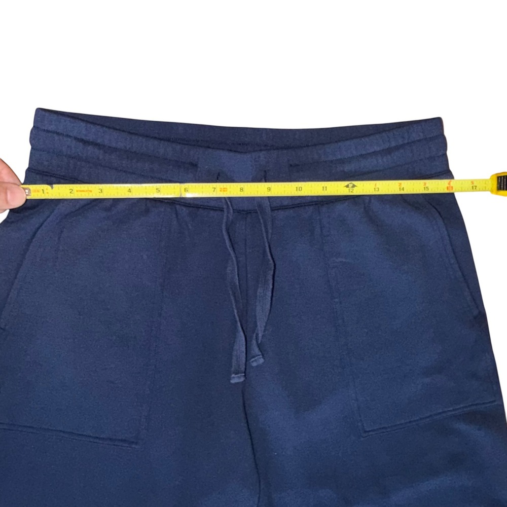 Quince SuperSoft Fleece Cropped Wide Leg Pants Navy Blue Medium M - Picture 3 of 9